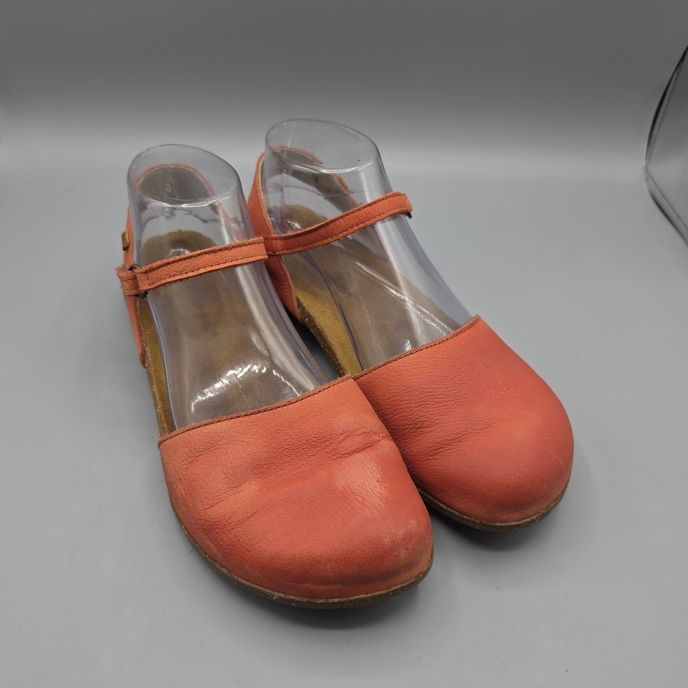 El Naturalista Wakataua Shoes Womens 38 Coral Orange Leather Cork Comfort Sandal